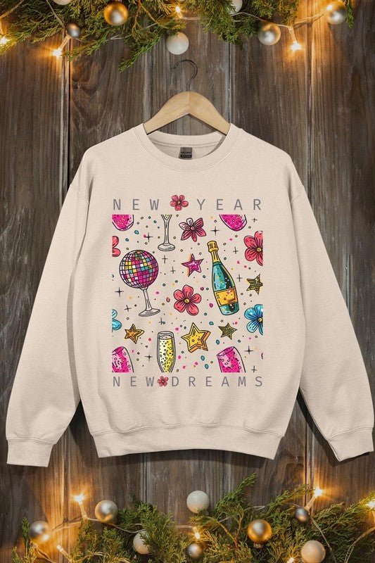 New Year New Dreams Graphic Fleece Sweatshirt